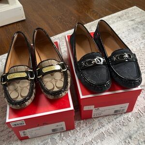 Coach loafers. Size 6.5. Black and brown pair. Minimal use! Both pairs included